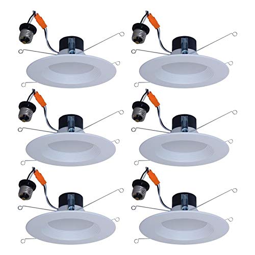 Utilitech DLS30-06N27D1E-WH-6 65 Watt Equivalent White Dimmable LED Recessed Retrofit Downlight, 6 Pack